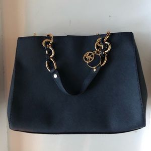 Michael Kors Navy Leather Satchel